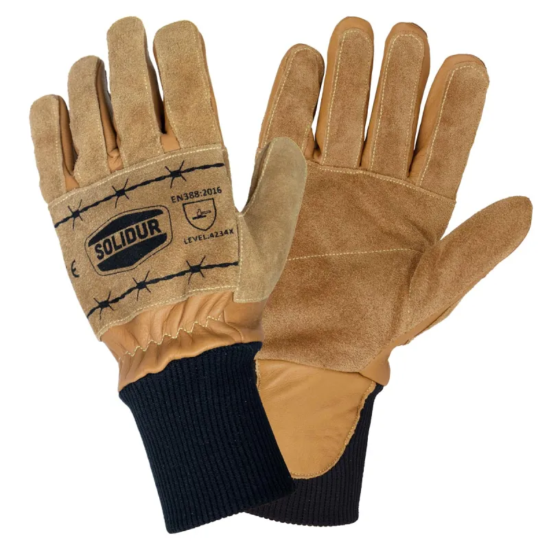 Gants Solidur de débardage en cuir avec renforts de paume