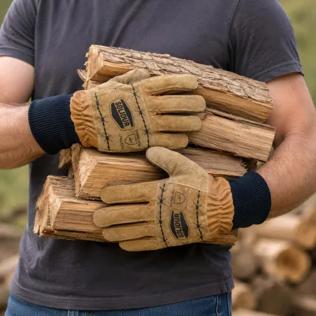 Gants Solidur de débardage en cuir avec renforts de paume