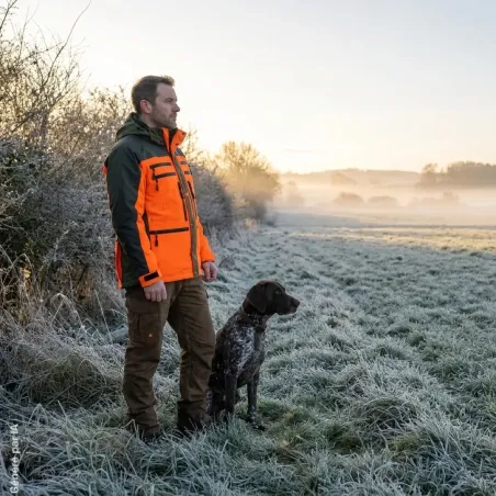 Veste de traque Francital Cerbère orange/vert | Ducatillon