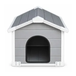 Niche pour chien en polypropylène avec toit chalet 80x80 cm - Style bois