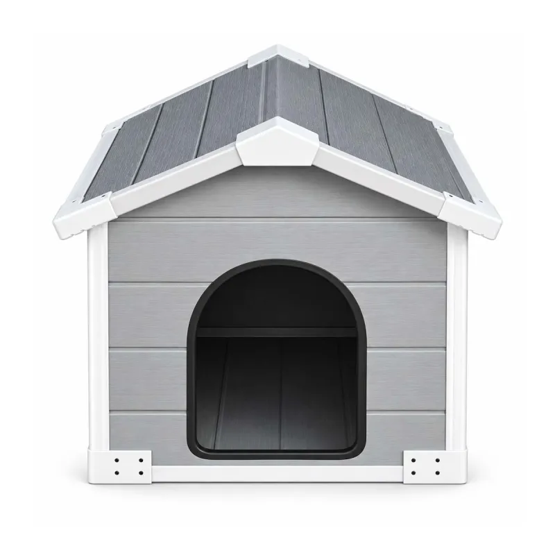 Niche pour chien en polypropylène avec toit chalet 80x80 cm - Style bois
