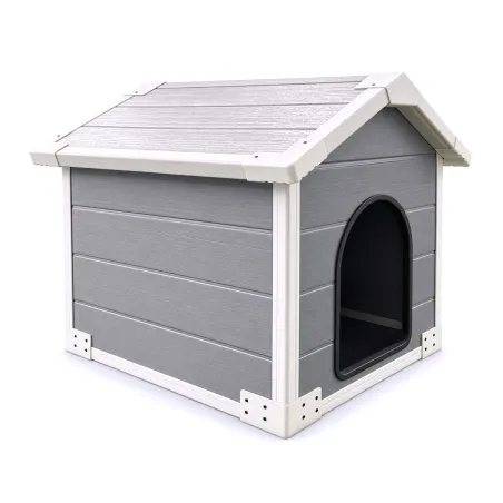 Niche pour chien en polypropylène avec toit chalet 80x80 cm - Style bois