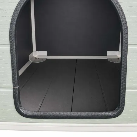 Niche pour chien en polypropylène avec toit chalet 80x80 cm - Style bois