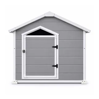 Niche pour chien en polypropylène - Toit chalet avec porte - 120x115 cm - Coloris bois