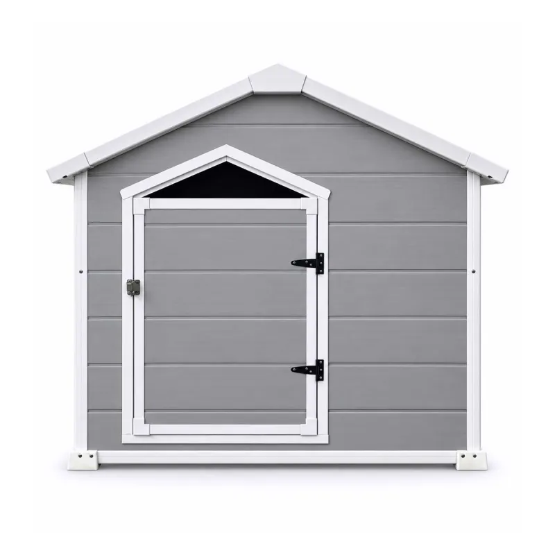 Niche pour chien en polypropylène - Toit chalet avec porte - 120x115 cm - Coloris bois