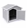 Niche pour chien en polypropylène - Toit chalet avec porte - 120x115 cm - Coloris bois