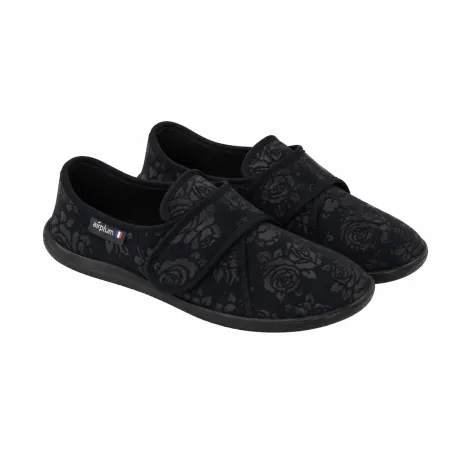 Chaussons Zulip Noirs à Scratch pour Femme - Confort et Style