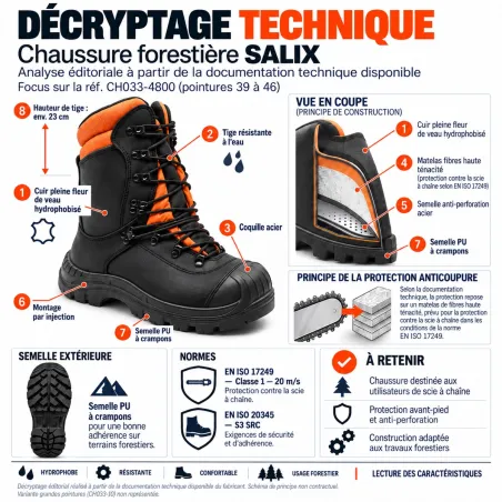Chaussures forestières sécurité Francital SALIX cuir coque classe 1 - EN ISO 20345 et EN ISO 17249