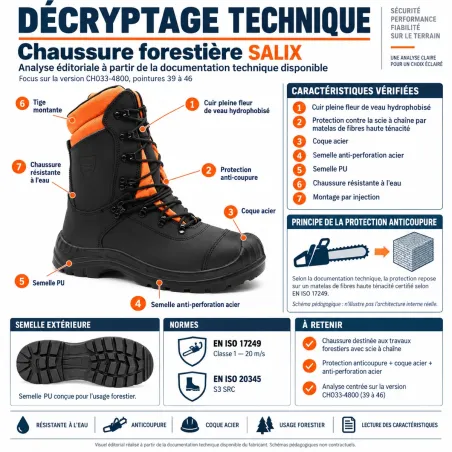 Chaussures forestières sécurité Francital SALIX cuir coque classe 1 - EN ISO 20345 et EN ISO 17249