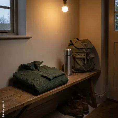 Pull camionneur homme kaki laine mélangée doublé polaire