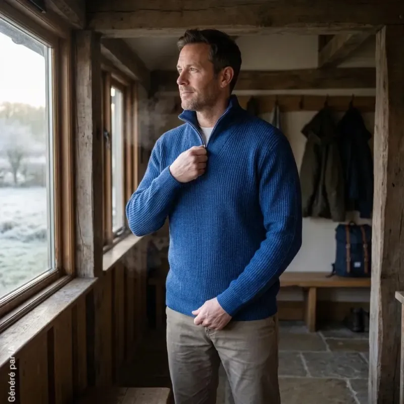 Pull camionneur Coyote indigo doublé micropolaire | Ducatillon