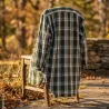 Chemise long pan à carreaux boutons coton flanelle vert M à 5XL