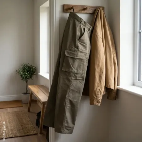 Pantalon treillis M64 kaki en satin de coton à genoux doublés