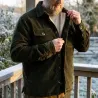 Veste Deerhunter verte en velours côtelé doublée sherpa