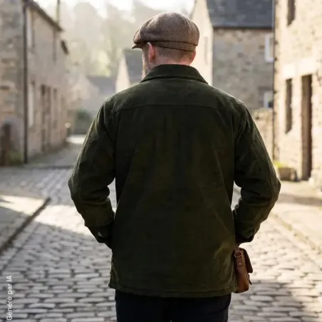 Veste Deerhunter verte en velours côtelé doublée sherpa