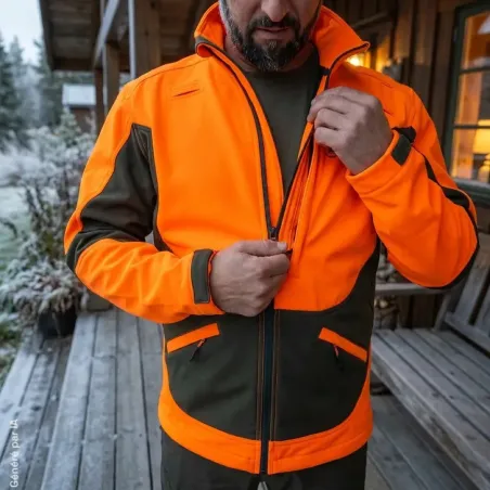 Veste softshell Deerhunter Rogaland orange et verte | Ducatillon