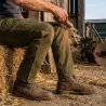 Pantalon Deerhunter Strasbourg vert, cuir naturel déperlant