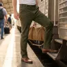 Pantalon Deerhunter Strasbourg vert, cuir naturel déperlant