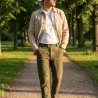 Pantalon Deerhunter Strasbourg vert, cuir naturel déperlant