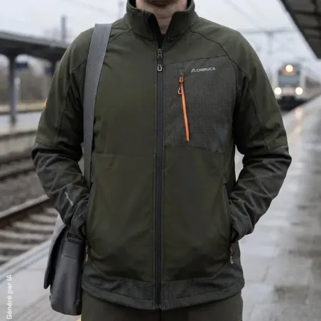 Veste softshell Chiruca Odisea verte à renforts ripstop