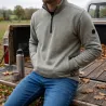 Sweat Saïka gris pour homme à col zippé, intérieur gratté