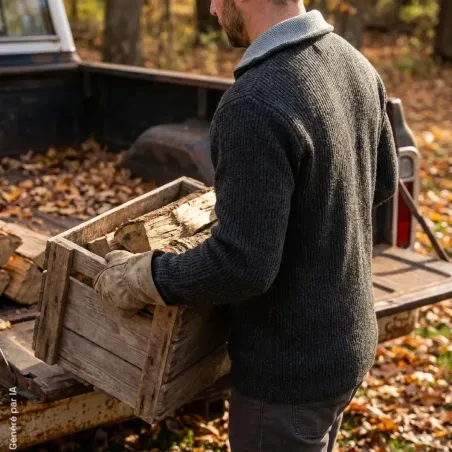 Pull camionneur Lorry gris anthracite acrylique et laine