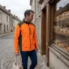 Blouson Percussion polaire kaki et orange brodé, 350 g/m²