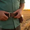 Ceinture marron en cuir de buffle 120 cm, largeur 2,7 cm