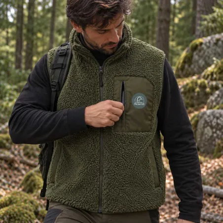 Gilet Gabion Unlimited Fury vert en polaire sherpa | Ducatillon