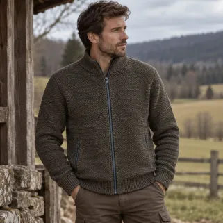 Gilet Galéo marron à manches longues doublé micropolaire
