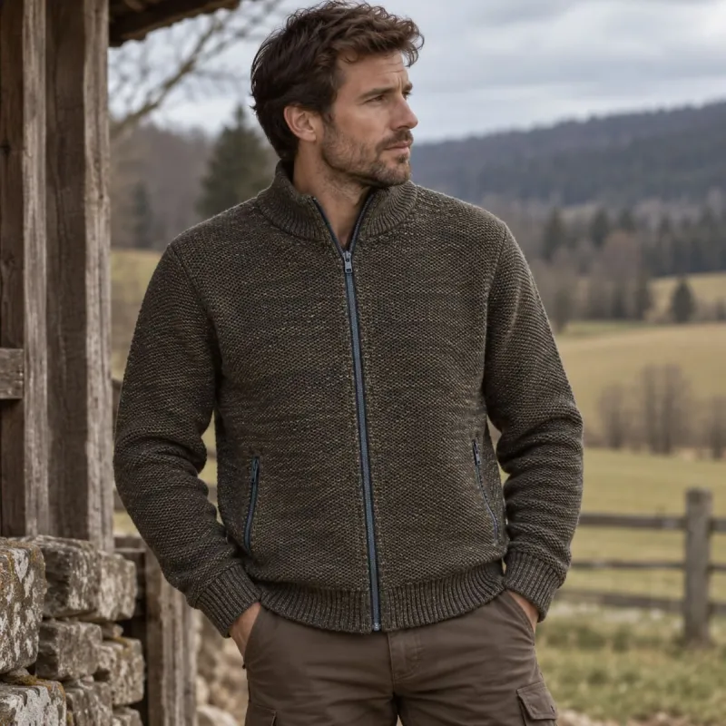 Gilet Galéo marron à manches longues doublé micropolaire