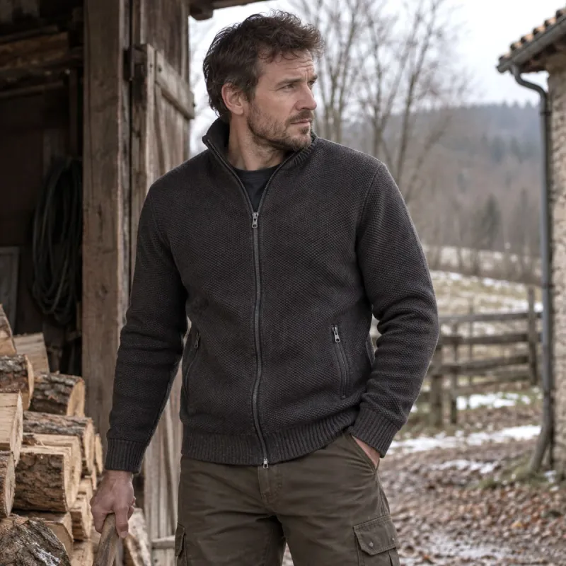 Gilet homme Galéo vert zippé avec doublure en micropolaire