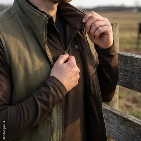 Sous-pull chauffant Deerhunter Heat Game marron col zippé