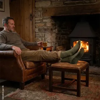 Chaussettes Deerhunter vertes en coton et chanvre mélangés