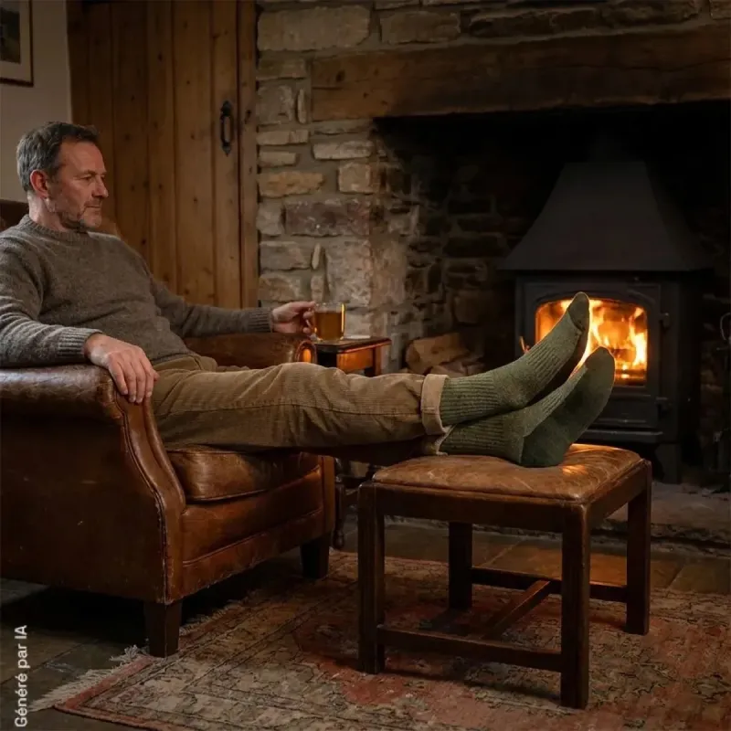 Chaussettes Deerhunter vertes en coton et chanvre mélangés
