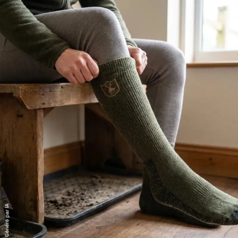 Chaussettes hautes Deerhunter Deluxe vertes à 40 % de laine