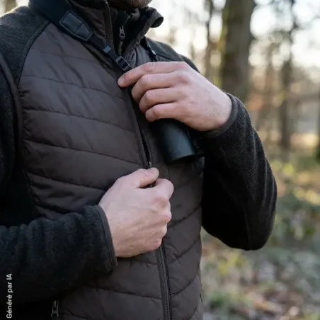 Gilet matelassé Deerhunter Moor marron à empiècements tricotés