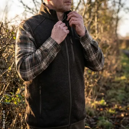 Gilet tricoté Deerhunter Moor marron extensible sans manches