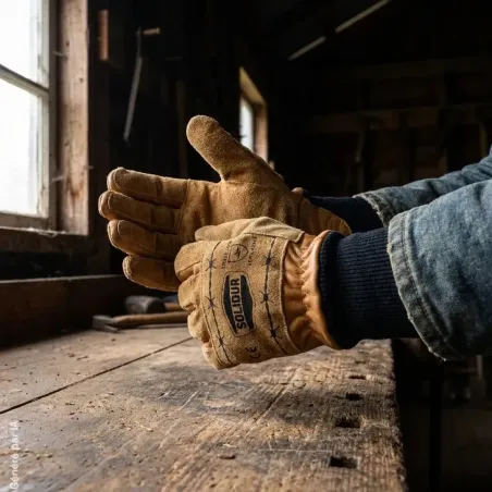 Gants Solidur de débardage en cuir avec renforts de paume