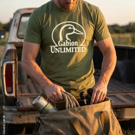 T-shirt Gabion Unlimited kaki unisexe à coupe décontractée