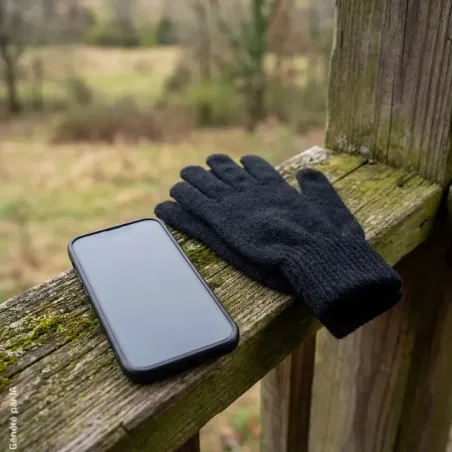 Gants tactiles noirs extensibles intérieur gratté 24 cm