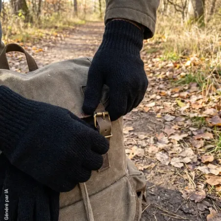Gants tactiles noirs extensibles intérieur gratté 24 cm