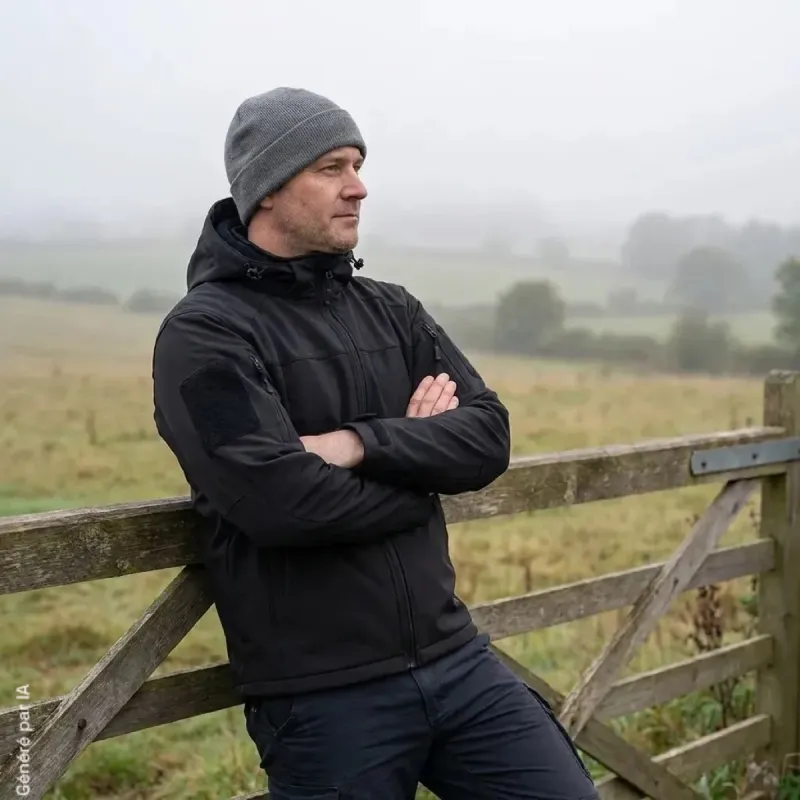 Veste softshell A10 Equipment Fighter noire à renforts CORDURA