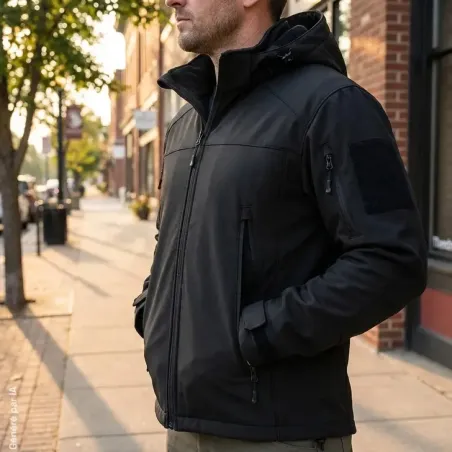 Veste softshell A10 Equipment Fighter noire à renforts CORDURA