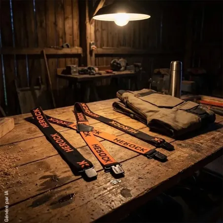 Bretelles Herock Seri noires et orange à clips métalliques