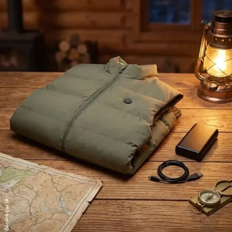 Gilet chauffant kaki USB à trois niveaux, sans batterie