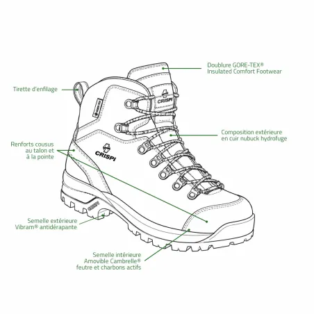 Crispi Heio Tinde GTX marron | Chaussures de chasse en nubuck