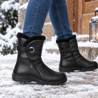 Bottines Fourrées Dano Noires pour Femme - Cuir Confortable et Imperméable