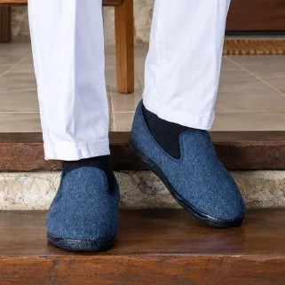 Chaussons Homme Fourrés Walas Bleu Marine - Confort Mémoire de Forme