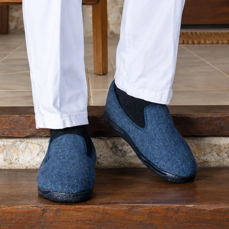 Chaussons Homme Fourrés Walas Bleu Marine - Confort Mémoire de Forme